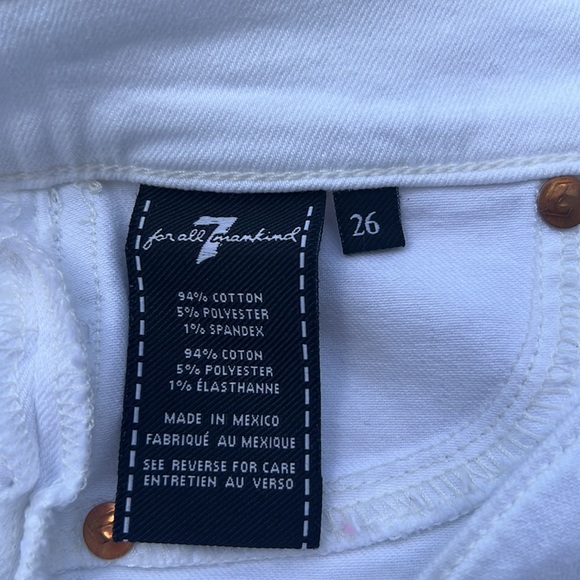 7 FOR ALL MANKIND bright white 2 silver side stripes SKINNY HIGH RISE JEANS 26 - Picture 12 of 13